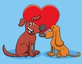 Valentine card with happy dog characters in love Royalty Free Stock Photo