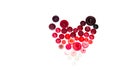 Valentines day greeting card with copy space. Poster Heart from buttons on white background. Romantic craft