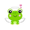 Valentines day greeting card. Cute frog cupid with heart
