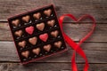 Valentines day greeting with heart chocolate box