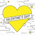 Valentines Day greeting card. Line art design