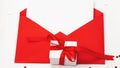 Valentines day greeting card mockup, red envelope and gift box on white background Royalty Free Stock Photo