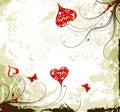 Valentines Day grunge background with hearts and f Royalty Free Stock Photo