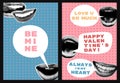 Valentines day halftone collage posters set vector illustration