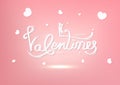 Valentines day, happiness of lover, greeting card, calligraphy decoration silhouette people, white and pink pastel holiday