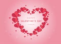 Happy valentine`s day vector greetings card design with paper hearts. Design for banners, postcards Royalty Free Stock Photo
