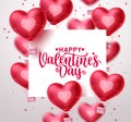 Valentines day heart balloons vector background. Happy valentines day greeting text Royalty Free Stock Photo