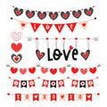Valentines day heart bunting wedding garland set