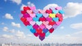 Valentines Day Heart Clouds.Colorful Abstract Background with Copy Space for Cards and Posts,Closeup Royalty Free Stock Photo