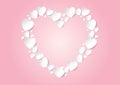 Valentines Day heart flat lay with white vector paper hearts