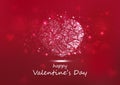 Valentines day, heart glowing polygon stars shiny glitter luxury abstract background seasonal holiday vector illustration Royalty Free Stock Photo