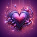 valentines day heart greeting decoration. love and romantic purple design