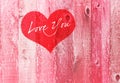 Valentines Day Heart Love You Holiday Gretting Pink Wood Royalty Free Stock Photo