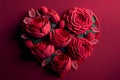 Valentines Day heart made from paper roses, Generative AI