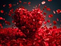 Valentines Day Heart Made of Red Rosepetals. Ai generated Royalty Free Stock Photo