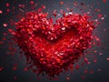 Valentines Day Heart Made of Red Rosepetals. Ai generated