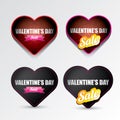 Valentines day heart sale label icon set