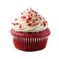 Valentines day, heart shape red velvet cupcake isolated on white transparent background Royalty Free Stock Photo