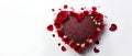 Valentines Day Heart Shaped Chocolate Cake with Flowers Royalty Free Stock Photo
