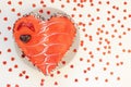 Valentines Day heart shaped cake with chocolate Royalty Free Stock Photo