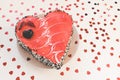 Valentines Day heart shaped cake with chocolate Royalty Free Stock Photo