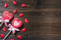 Valentines day heart shaped cookies on wooden table background with copy space Royalty Free Stock Photo
