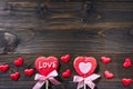 Valentines day heart shaped cookies on wooden table background with copy space Royalty Free Stock Photo