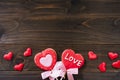 Valentines day heart shaped cookies on wooden table background with copy space Royalty Free Stock Photo