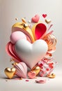 A Valentines Day Heart Shaped Object With Exquisite Illustration And Gold Background