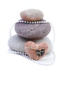 Valentines day Heart and stone on white. Royalty Free Stock Photo