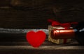 Valentines Day. Heart, Wine And Gift. Royalty Free Stock Photo