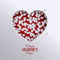 Valentines day holiday design. Paper cutted red heart vector Royalty Free Stock Photo