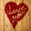 Love You Heart Greeting On Distressed Vintage Grunge Texture Wood Background Painted Royalty Free Stock Photo