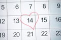 Close up of 14th february date in calendar