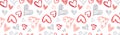 Valentines Day Horizontal Background Sketch Decoration Banner With Hand Drawn Skecth Hearts On White