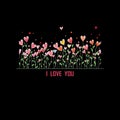 Valentines Day horizontal seamless background with flowers like heart