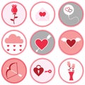 Valentines Day Icon Sticker Set on White