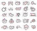 Valentines day icons vector heart in love and lovely red sign on hearted celebration and greeting card with loving and