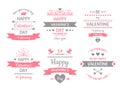 Valentines day label. Vintage valentine card banner, love frame and retro love wishes greeting cards vector illustration Royalty Free Stock Photo