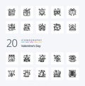 20 Valentines Day Line icon Pack like heart hands table care day