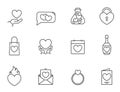 valentines day line icon set. heart, love gift and romantic symbols. illustrations for valentine design Royalty Free Stock Photo