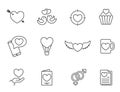 valentines day line icon set. heart and love symbols. images for valentine design Royalty Free Stock Photo