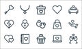 valentines day line icons. linear set. quality vector line set such as toast, cupcake, hearts, love message, dairy, broken heart,