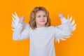 Valentines day. Little cupid angel child with wings. Studio portrait of angelic kid. Royalty Free Stock Photo