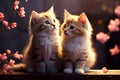 Valentines Day love blossoms between two kittens in a romantic portrayal