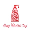 Valentines day. Love card. Tube of cream with hearts inside. Body lotion shampoo gel. Heart drop falling down. Bottle dispenser. R