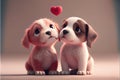 Valentines day love cartoon pets puppy puppies dog dogs heart hearts Royalty Free Stock Photo