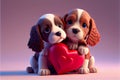 Valentines day love cartoon pets puppy puppies dog dogs heart hearts Royalty Free Stock Photo