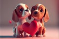 Valentines day love cartoon pets puppy puppies dog dogs heart hearts Royalty Free Stock Photo