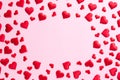 Valentines day and love concept. Red hearts background on pink Royalty Free Stock Photo